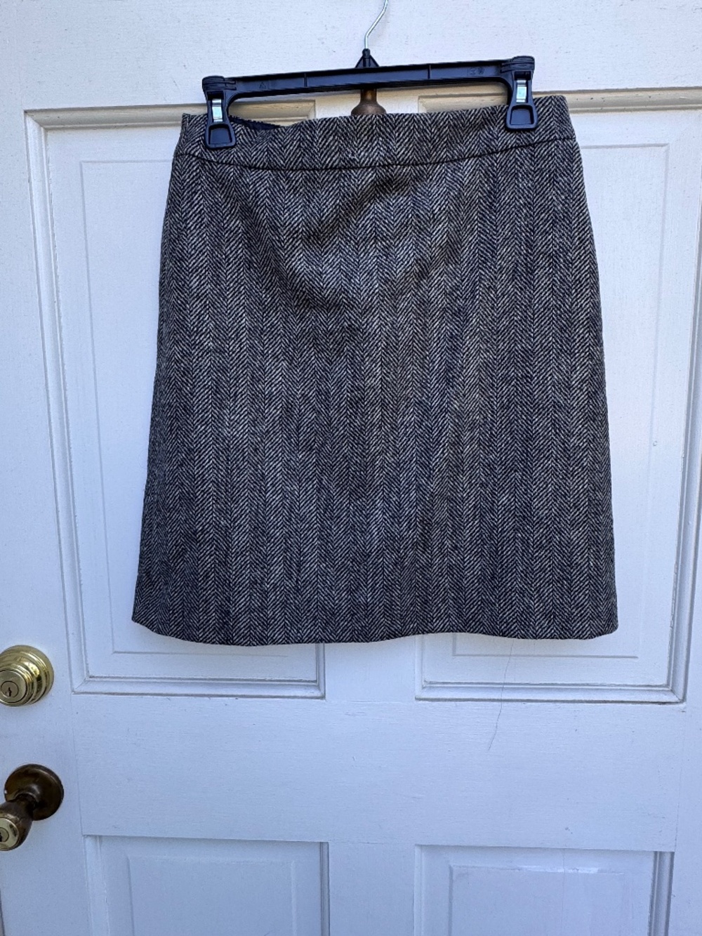 Boden Heritage British Tweed Skirt US 4R Gray Herringbone Wool NWOT
